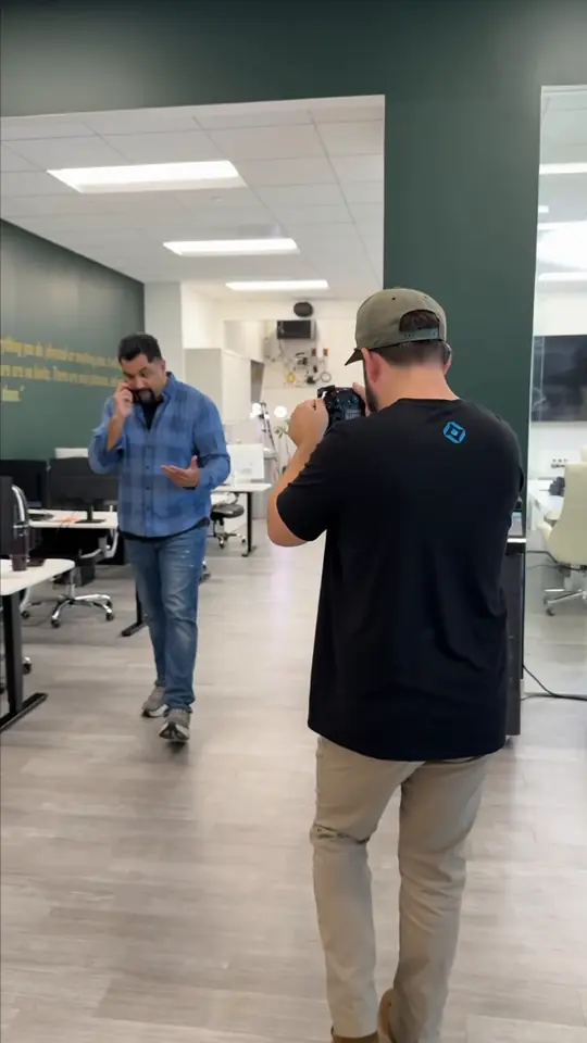 Our crew filming Anthony in the Lendwise office